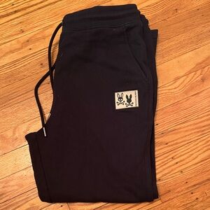 Psycho Bunny Black Sweatpants with Logo Patch